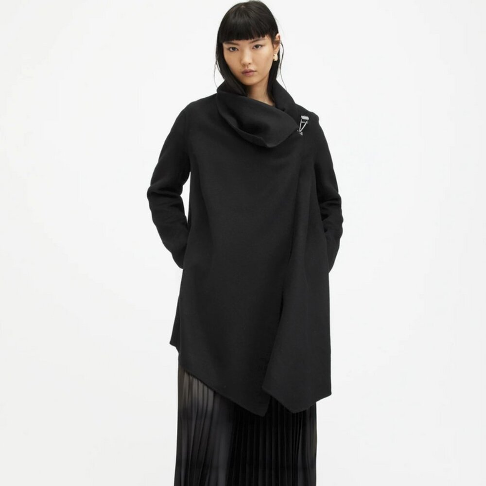 ALLSAINTS Monument Eve Asymmetrical Wool Coat